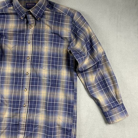 Sir Pendleton Shirt Mens Medium Purple Long Plaid Button Down Wool Casual - Picture 5 of 9